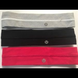 Bundle of 3 Lululemon Fly Away Tamer headbands EUC
